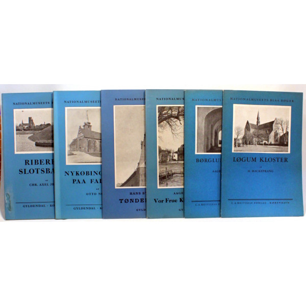 Nationalmuseets blå bøger om Kloster og Kirker. 6 stk.