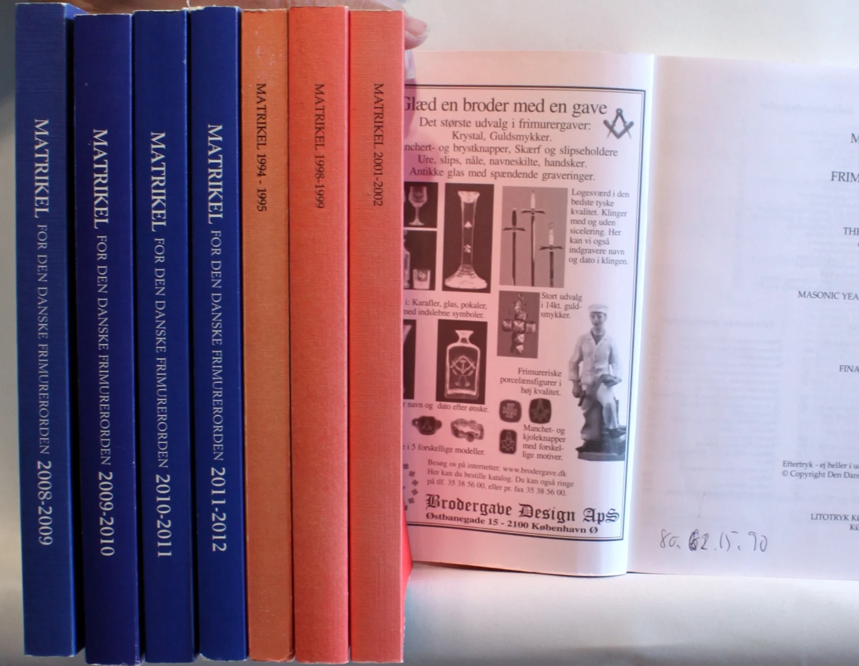 Matrikel for Den Danske Frimurerorden. 8 stk.