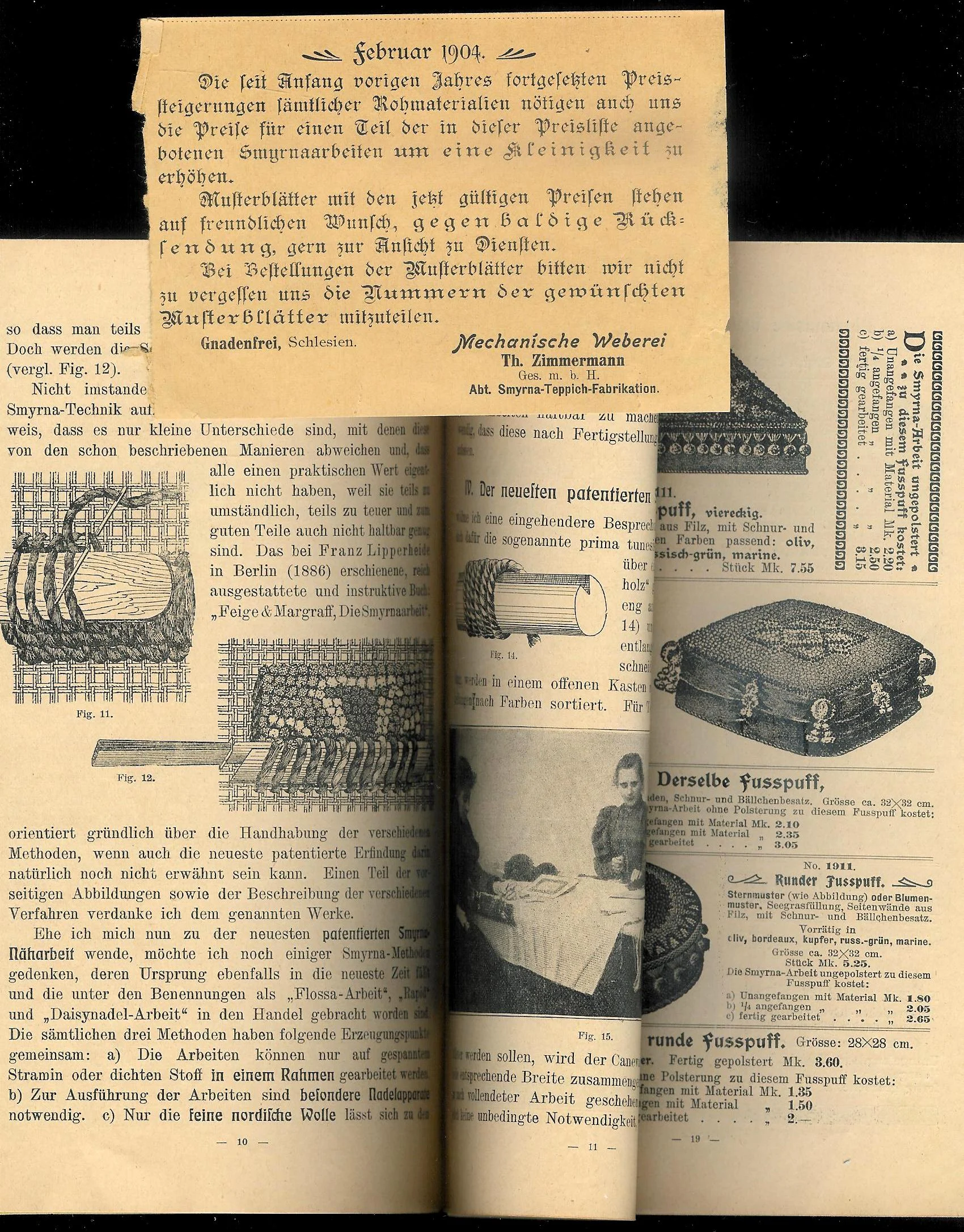 Eine moderne Frauenarbeit. Patent-Smyrna-Näharbeit