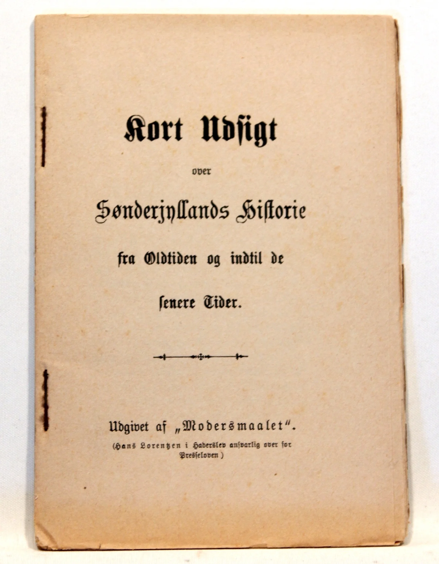 Kort Udsigt over Sønderjyllands Historie fra Oldtiden og indtil de senere Tider