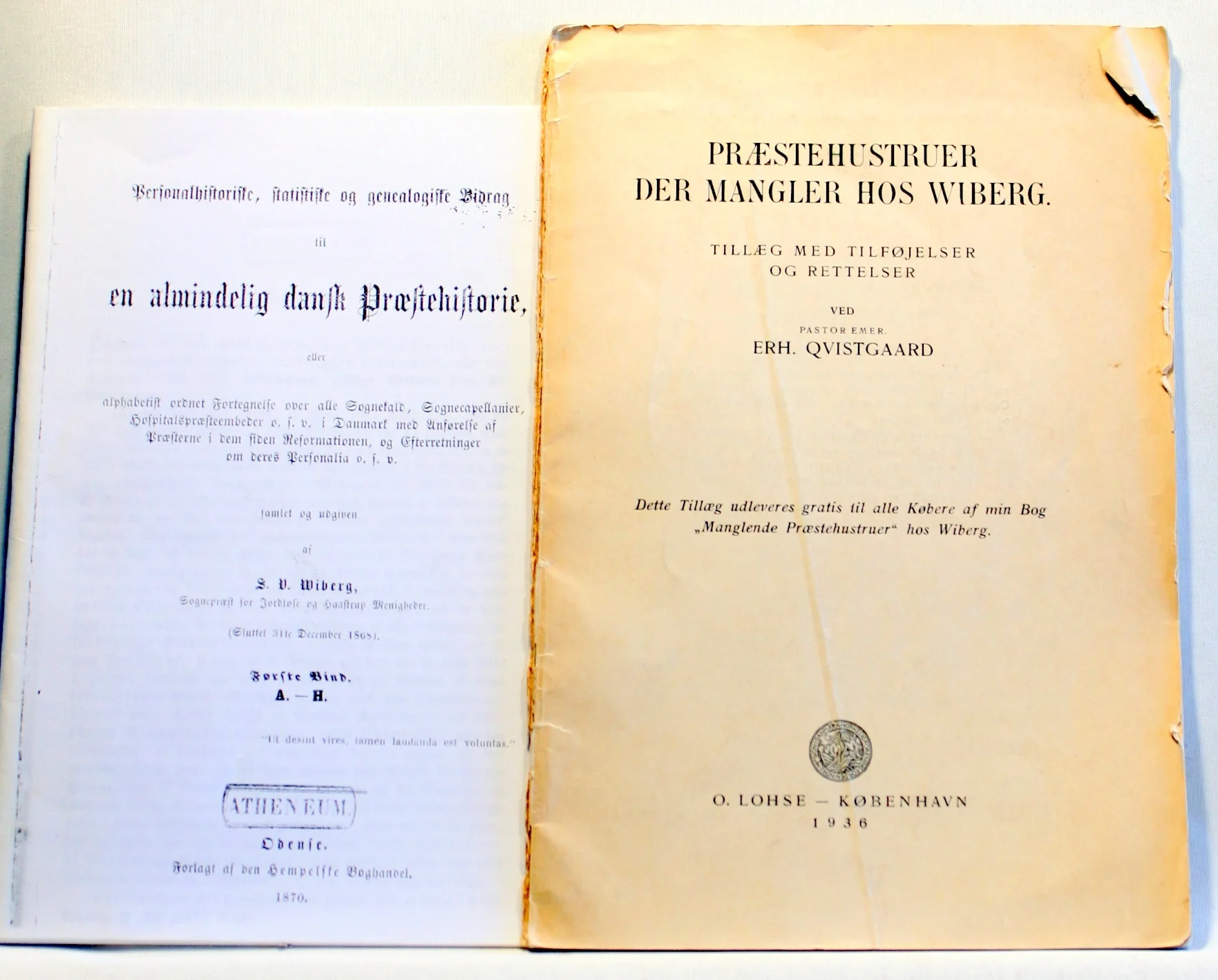 Præstehustruer der mangler hos Wiberg. Tillæg med tilføjelser og rettelser