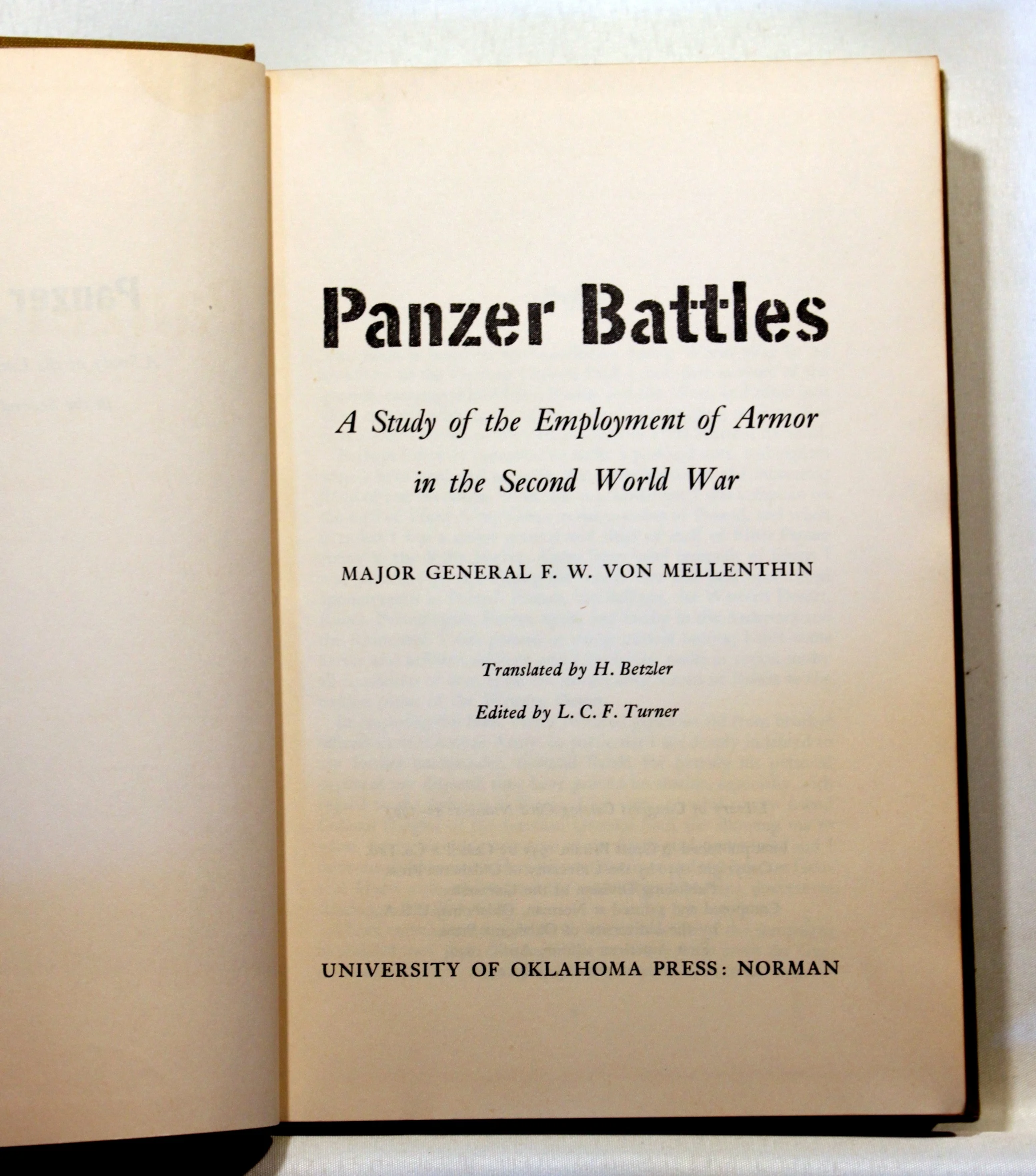 Panzer Battles 1939-1945. A Study of the Employment of Armour in the Second World War