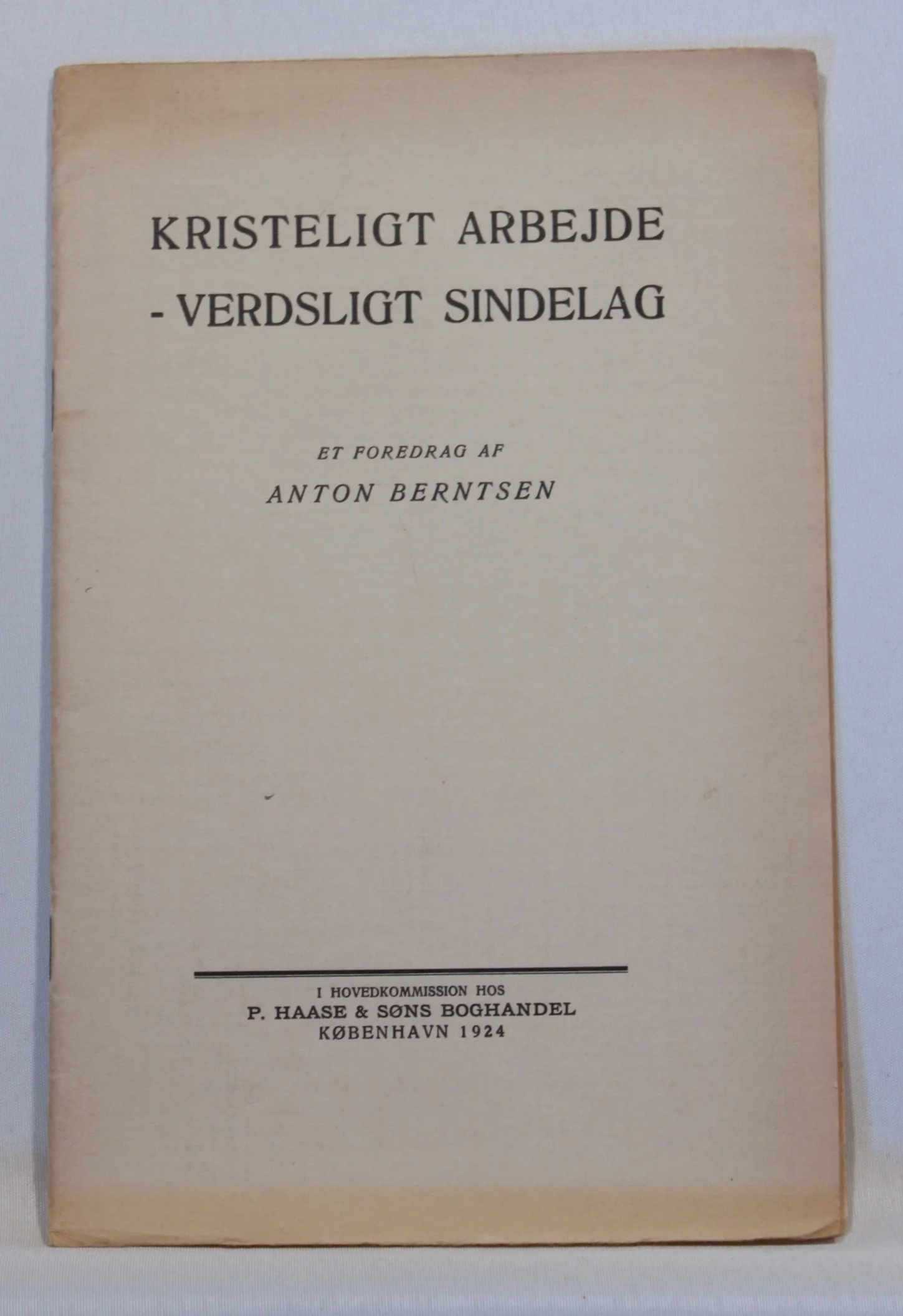 Kristeligt Arbejde, verdsligt Sindelag. Et Foredrag