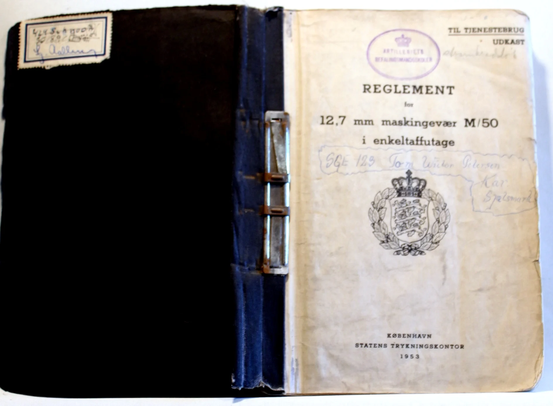 Reglement for 12,7 mm maskingevær M/50 i enkeltaffutage