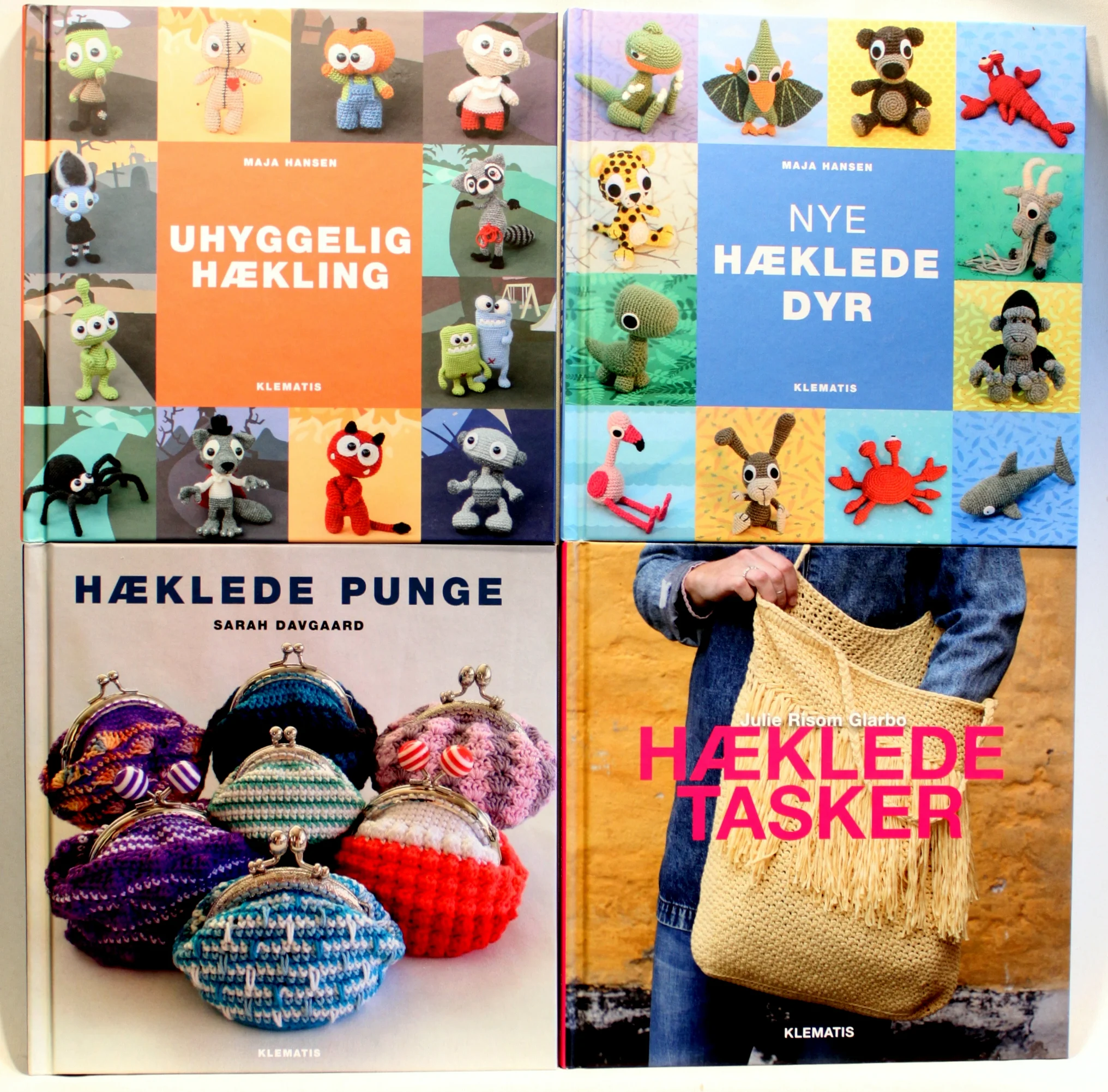 Hæklede tasker. Hæklede punge. Nye hæklede dyr. Uhyggelig hækling