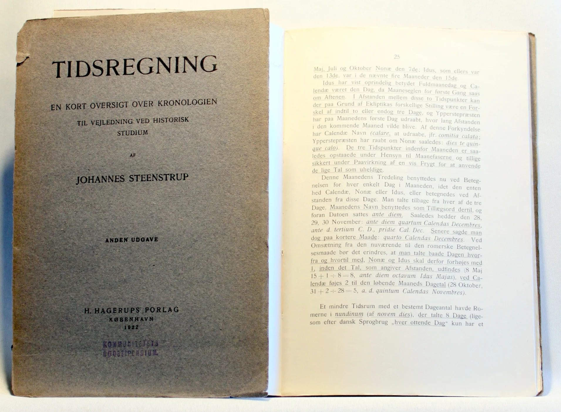 Tidsregning. En kort Oversigt over Kronologien til Vejledning ved historisk Studium