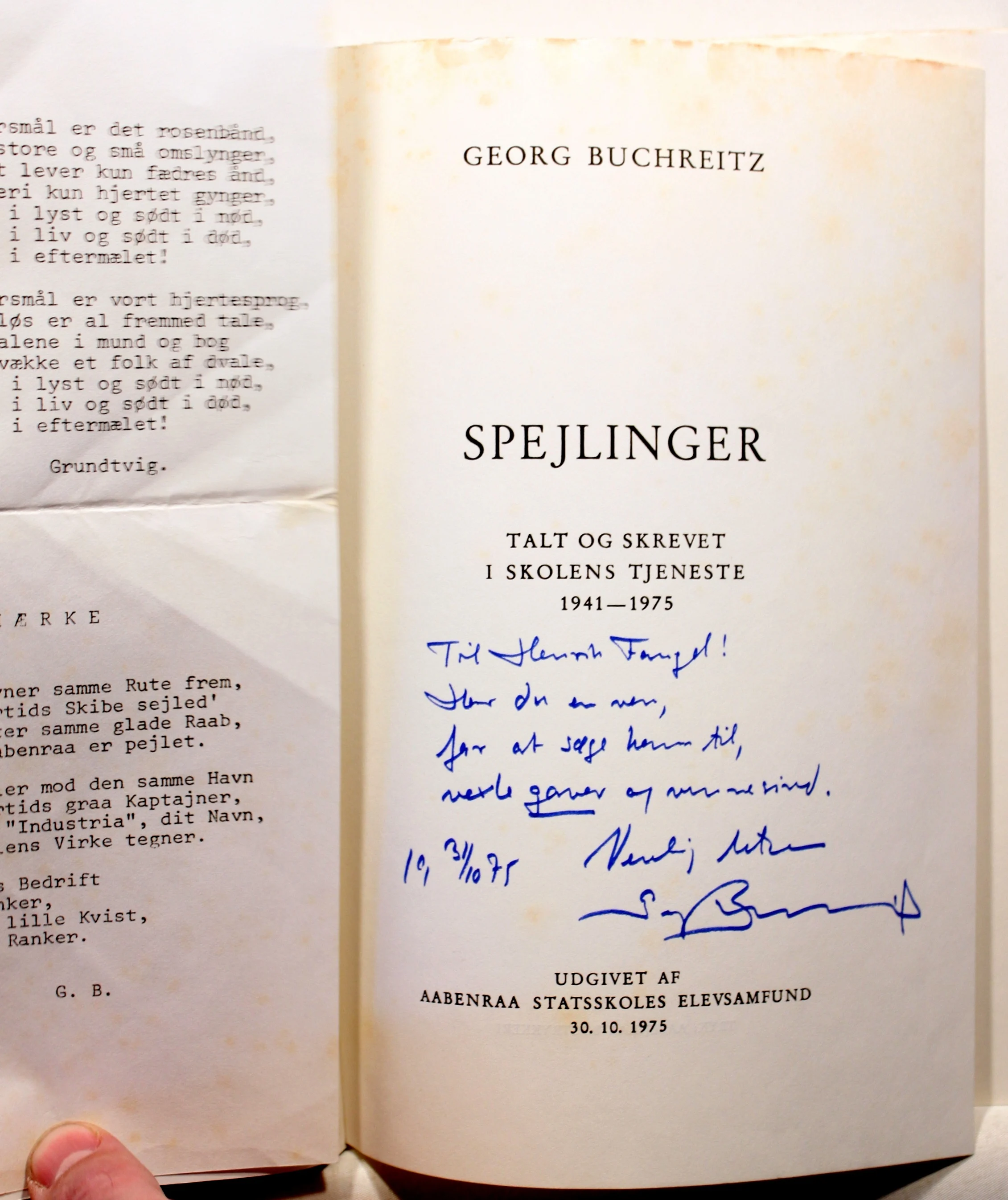 Spejlinger. Talt og skrevet i skolens tjeneste 1941 – 1975