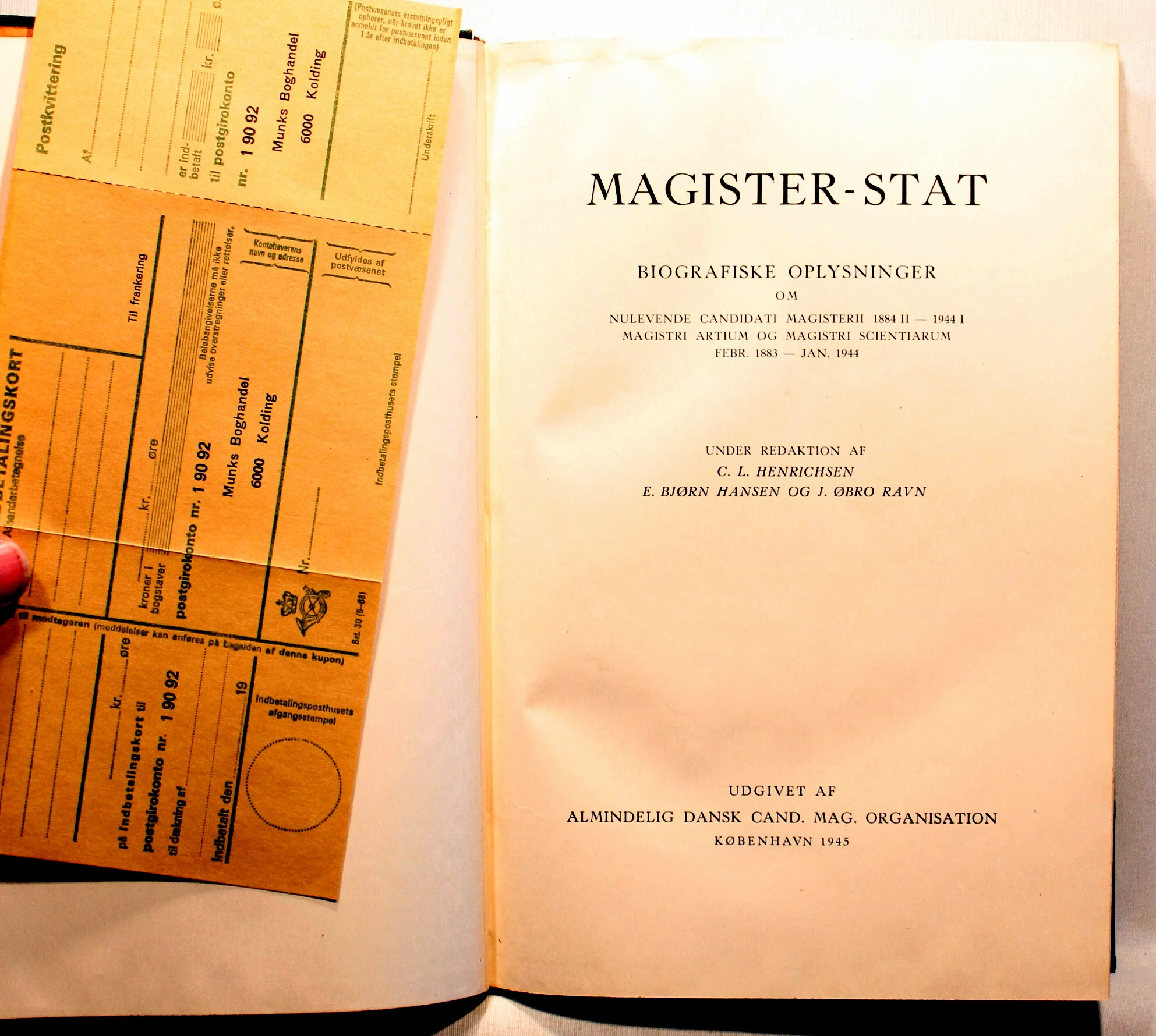Magister-stat. Biografiske oplysninger om nulevende Candidati Magisterii 1884 II – 1944 II.