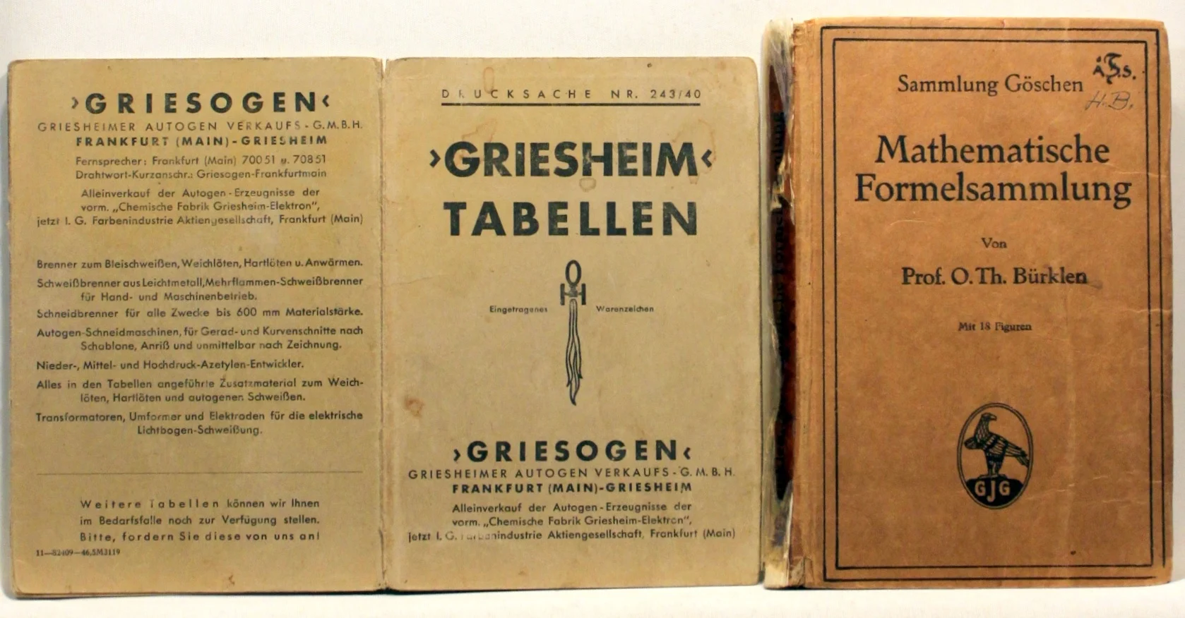 Mathematische Formelsammlung. Griesheim Tabellen