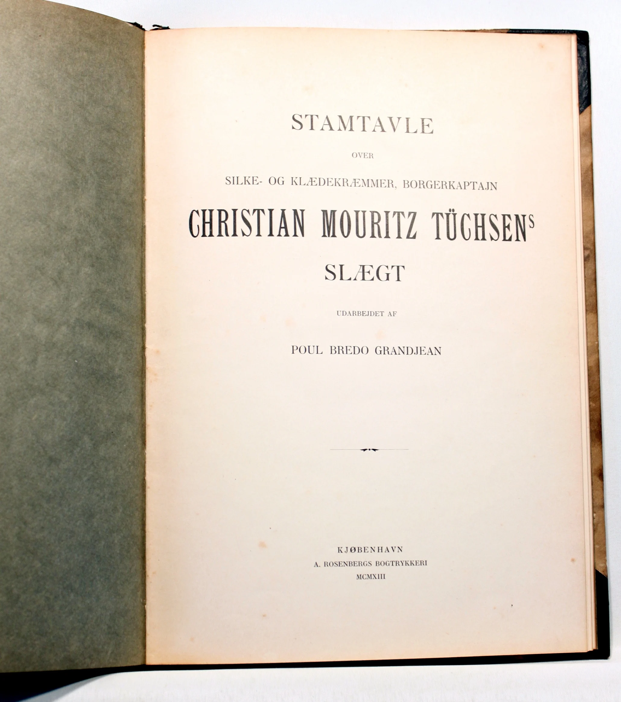 Stamtavle over Silke- og Klædekræmmer, Borgerkaptajn Christian Mouritz Tüchsens slægt
