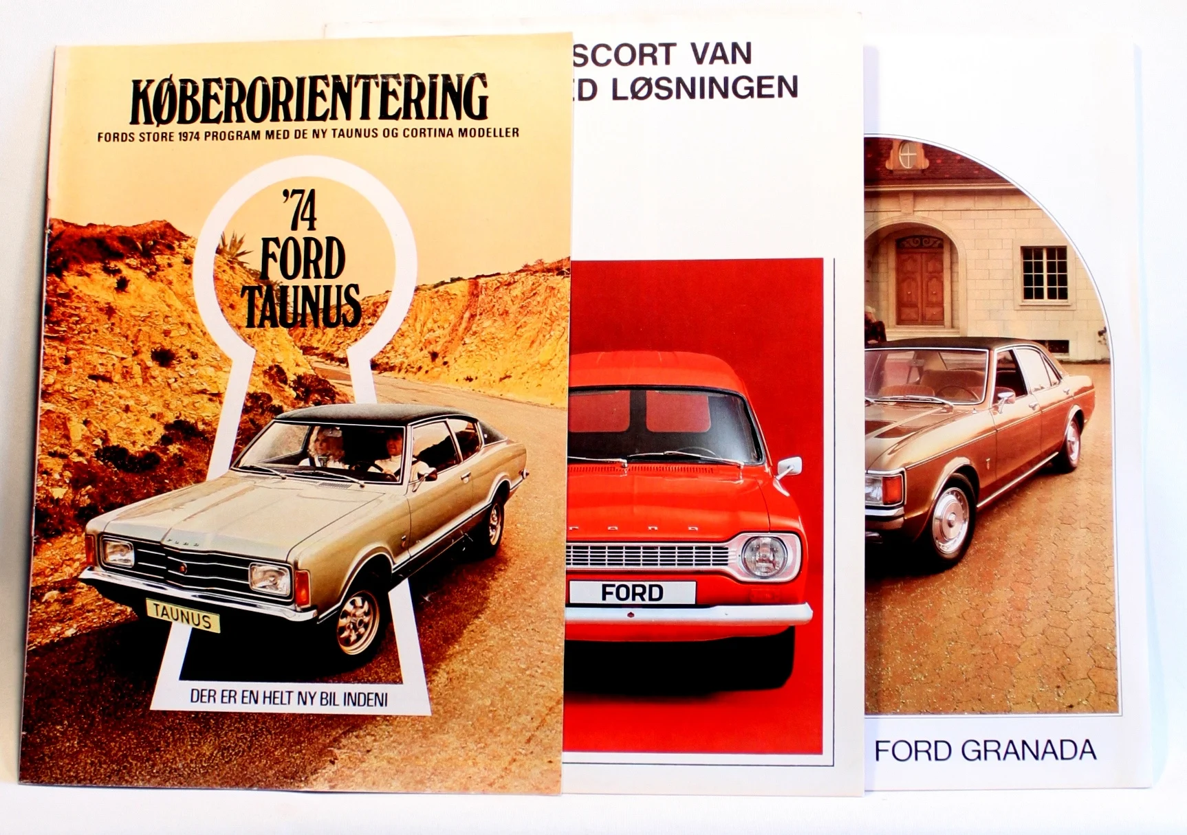 Ford Granada. Ford Taunus. Ford Escort Van. Brochure. 3 stk.