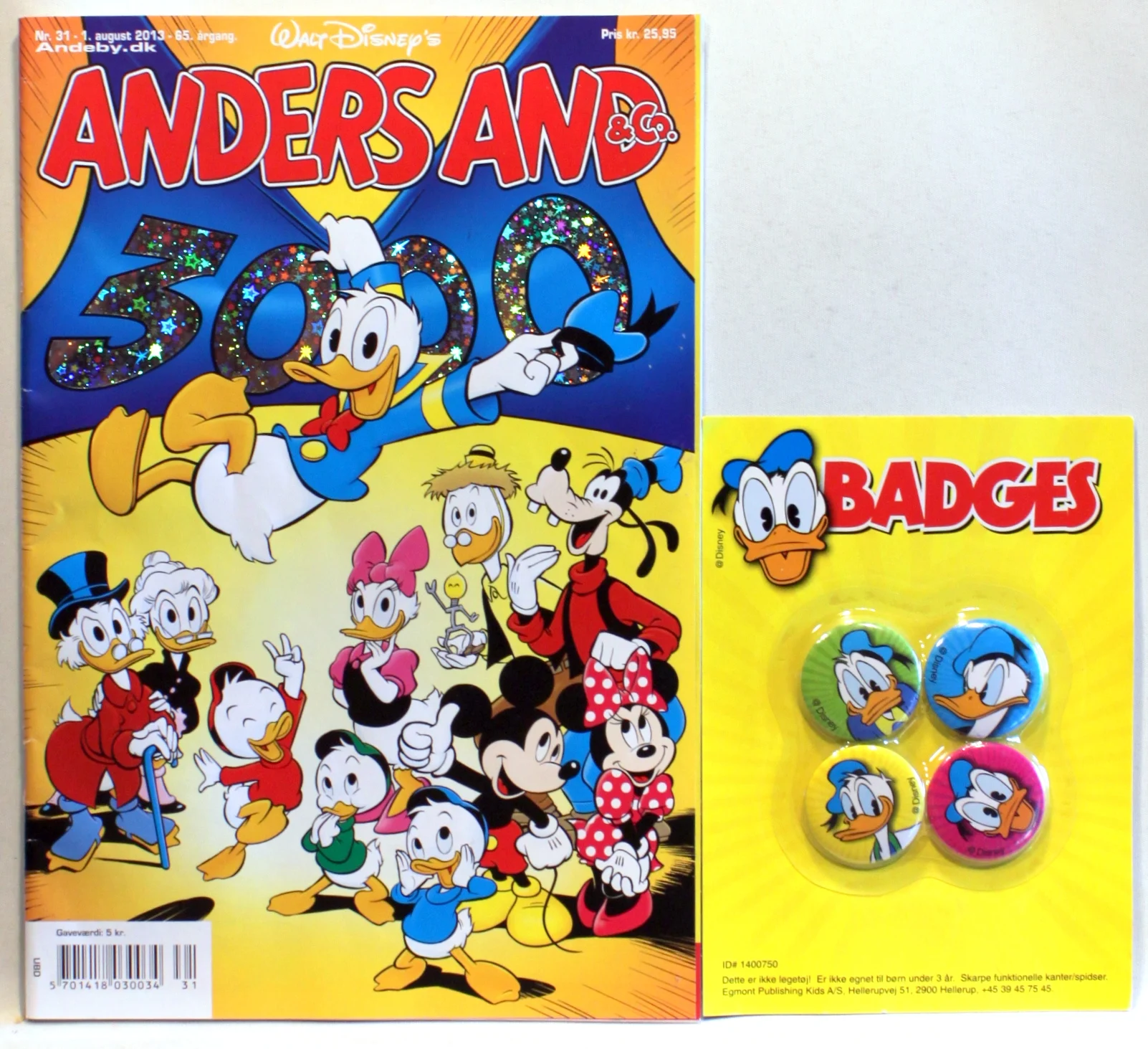 Anders And Og Co. Nr. 31. 2013. Med badges