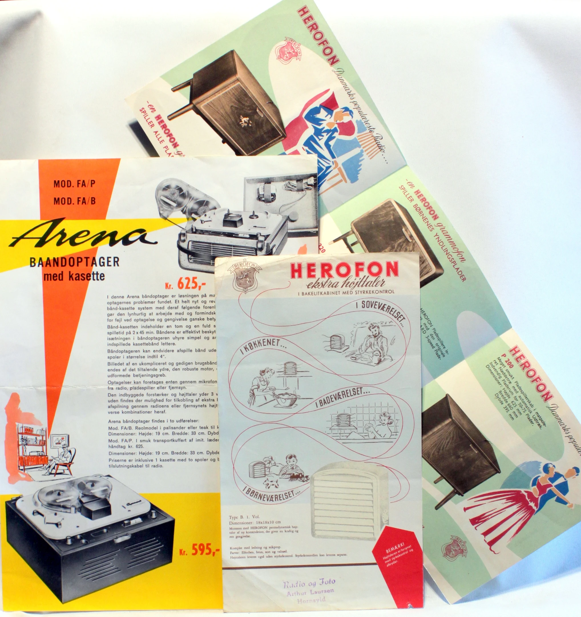 Herofon Radio. Arena Baandoptager med kasette. 3 stk.