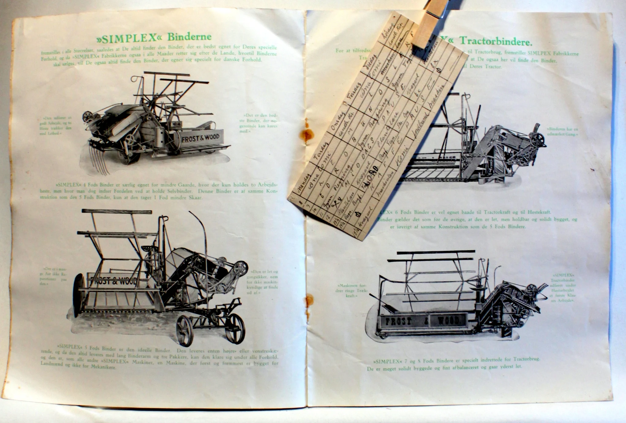 Frost & Wood orginale amerikanske Simplex Høstmaskiner