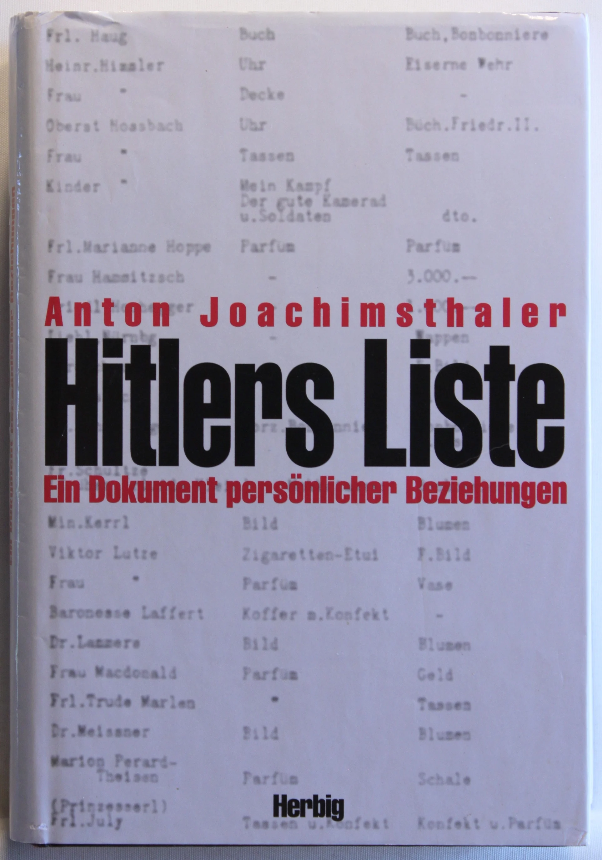 Hitlers Liste. Ein Dokument Persönlicher Beziehungen
