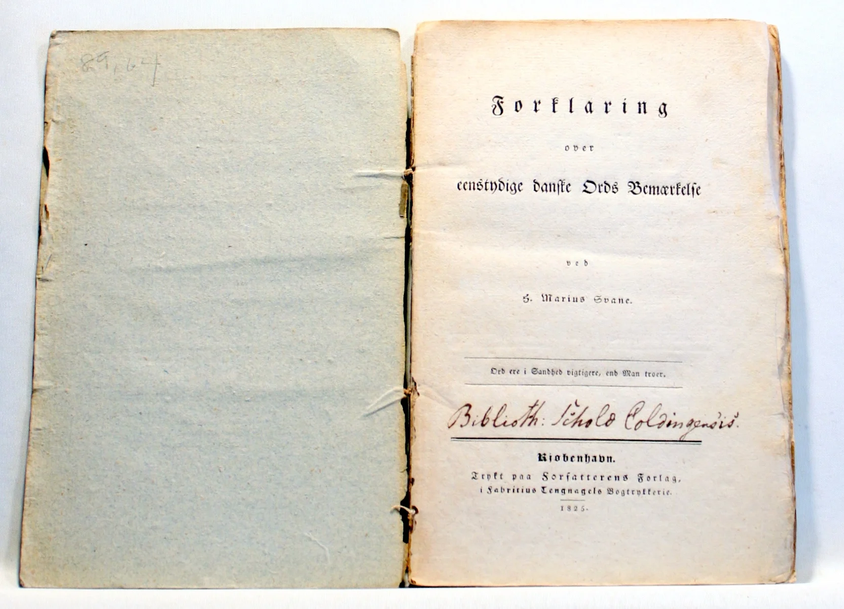 Forklaring over eenstydige danske Ords Bemærkelse